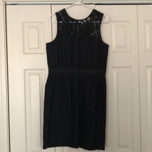 Cotton/silk dress with lace detail